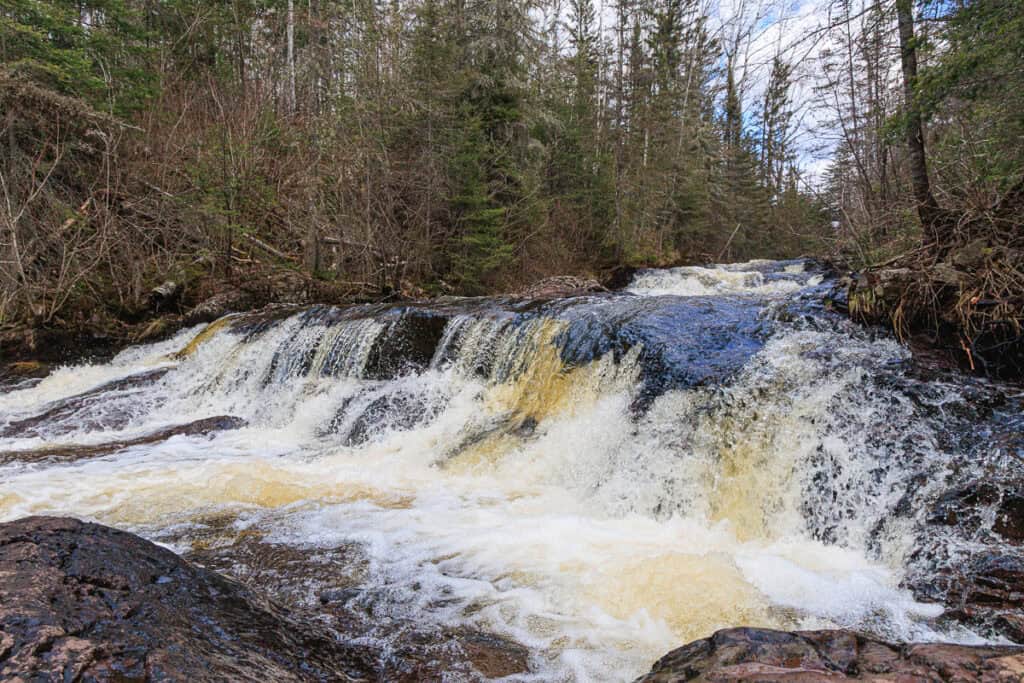 One of the several levels of the Kadunce Falls, viewed from river level.