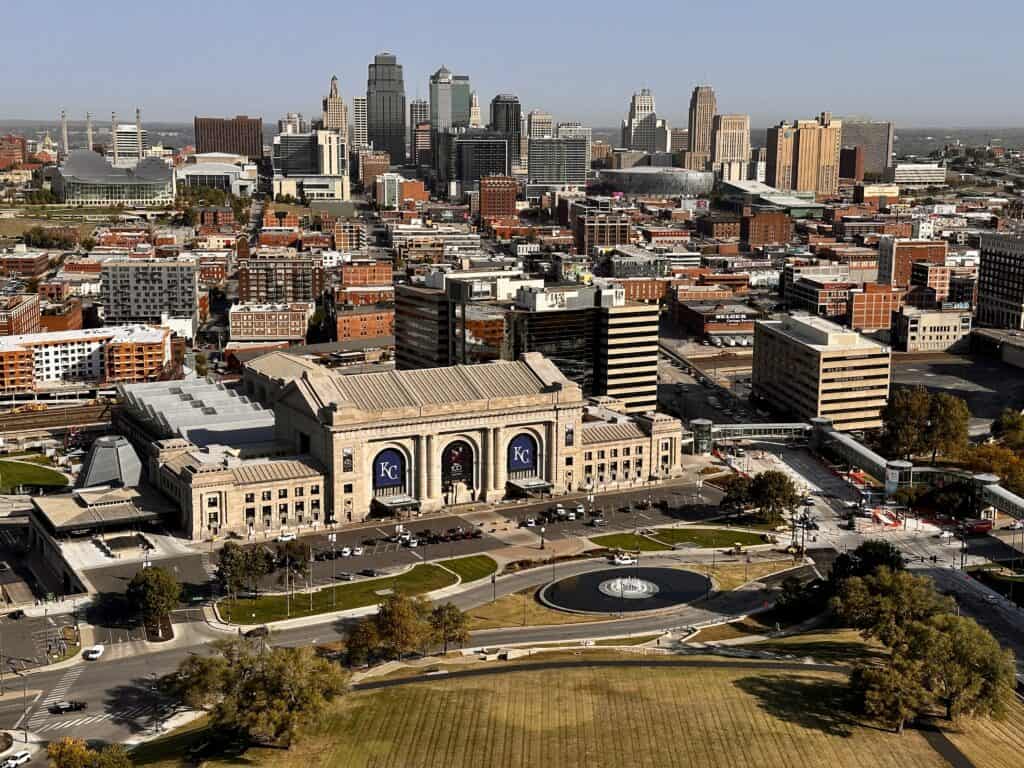 View of Kansas City from atop the Liberty Tower